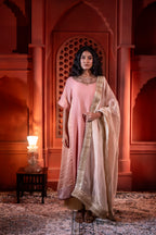 Mehr kurta in Dusty Pink Chanderi with Dusty Pink Farshi
