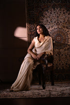 Gota Phool Saree In Ivory Georgette