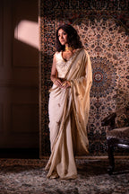 Gota Phool Saree In Ivory Georgette