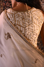 Sleeveless Gota Blouse in Ivory Octa Gota Chanderi