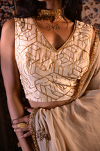 Sleeveless Gota Blouse in Ivory Octa Gota Chanderi
