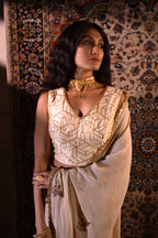 Sleeveless Gota Blouse in Ivory Octa Gota Chanderi