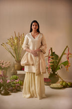 Dupatta in Ivory Tissue Chanderi Stripes