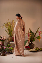 Saree in Dusty Pink & Silver Brocade Tissue