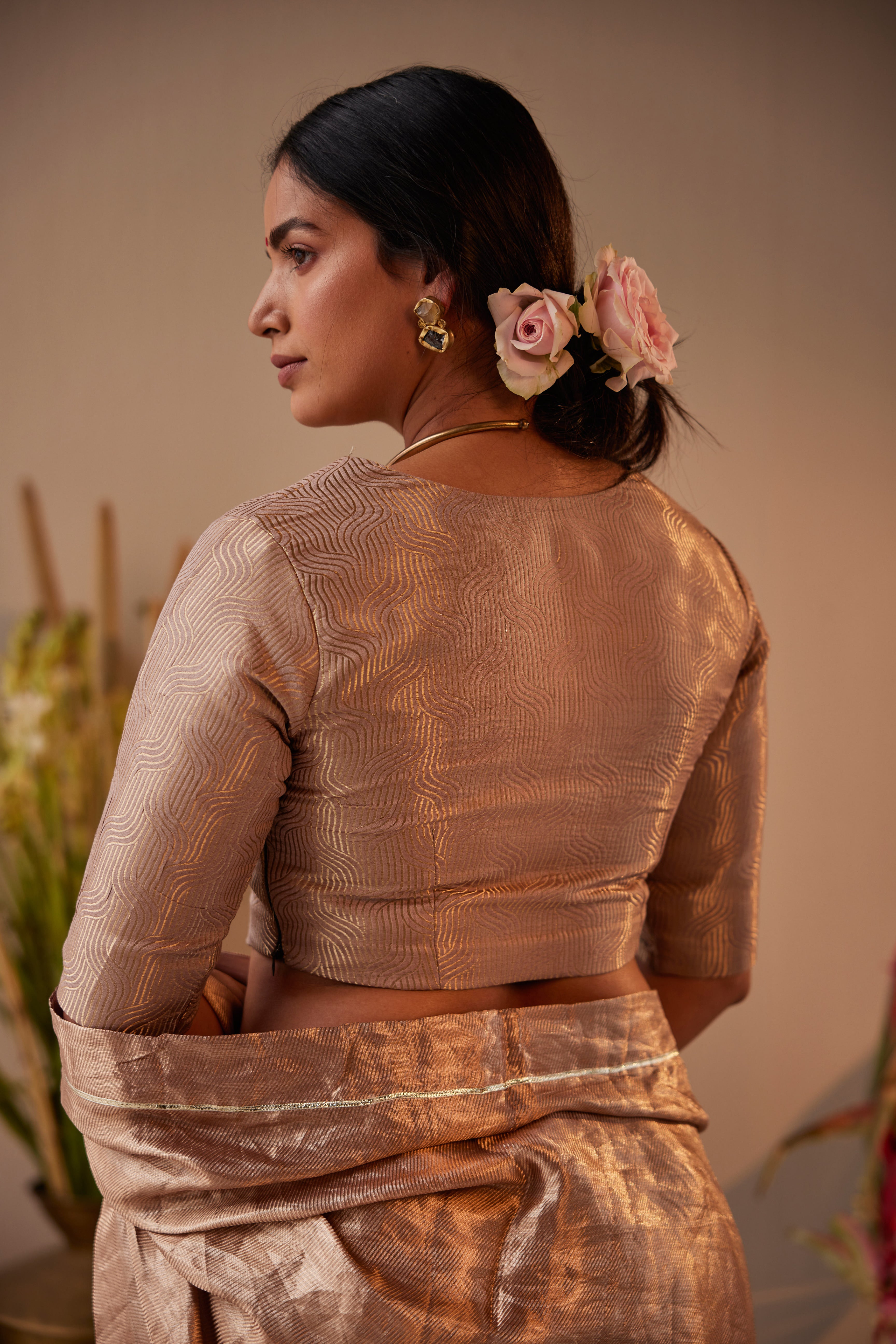 Nina Blouse in Nude Brocade