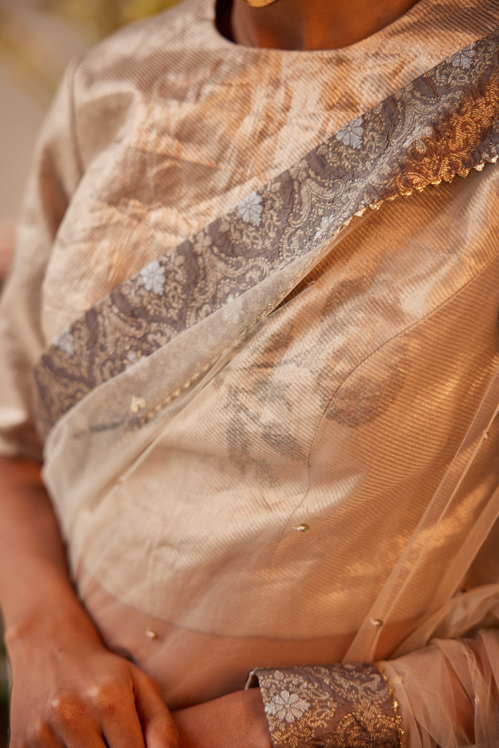 Princess Blouse in Silver Brocade Tissue