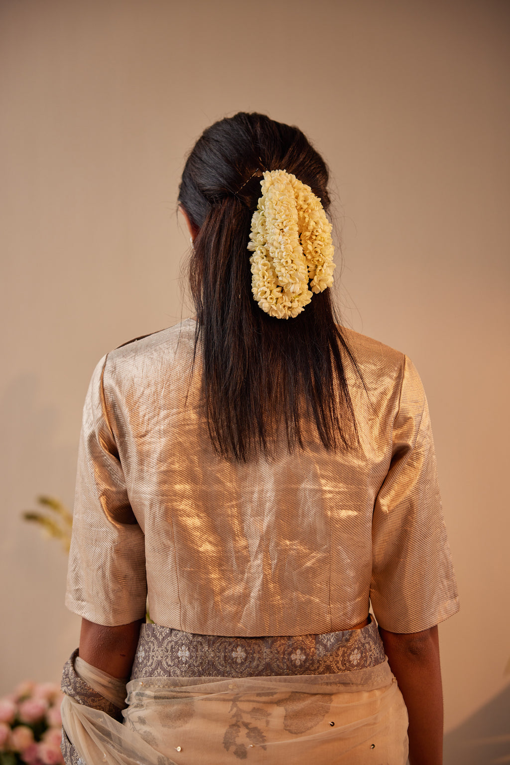 Princess Blouse in Silver Brocade Tissue