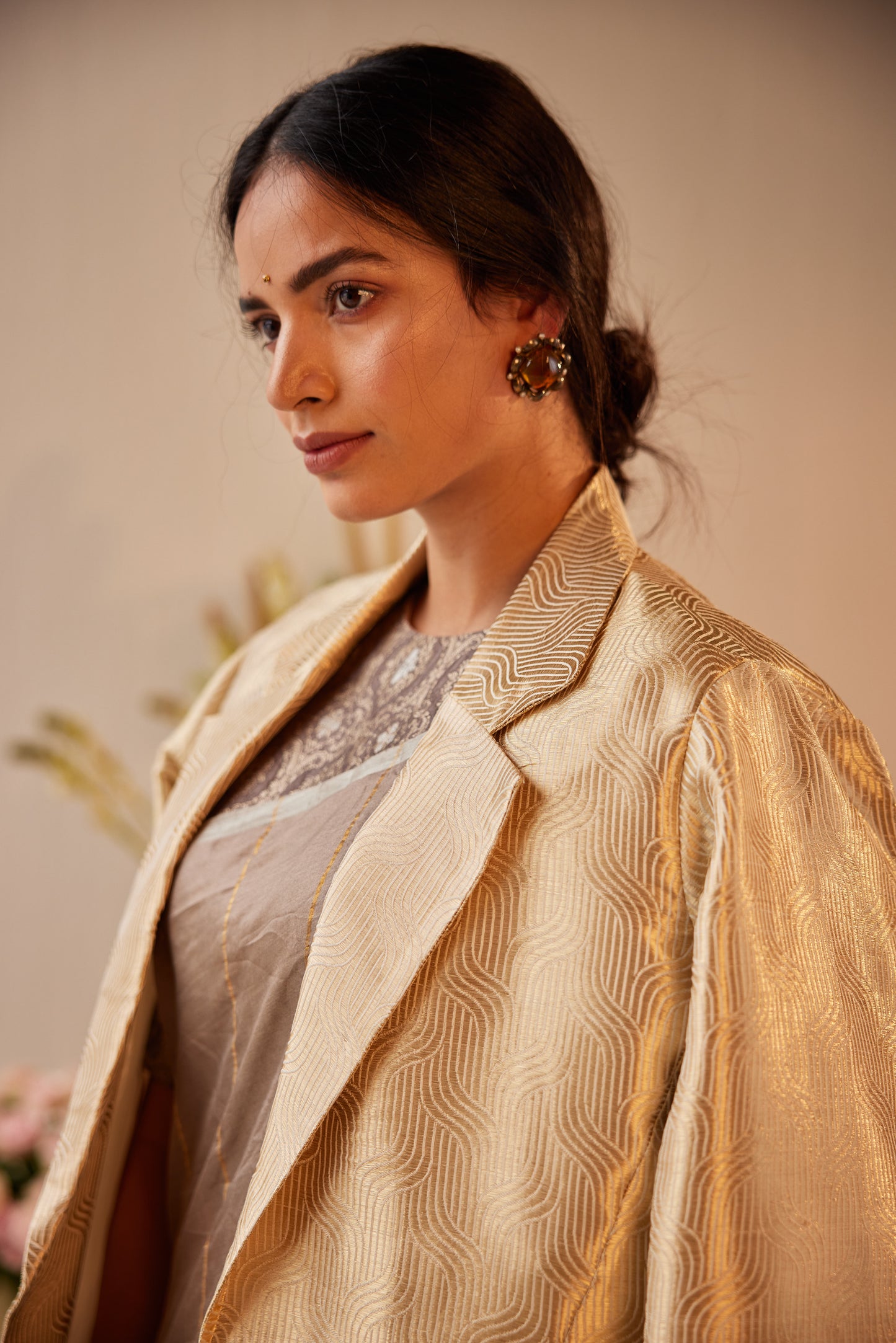 Sally Jacket in Gold Brocade