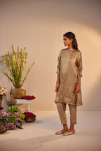 HK Kurta in Grey Brocade Tissue with  Pant