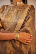 Dupatta in Grey Tissue Chanderi Stripes