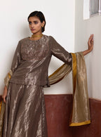 Mini Angrakha Kurta in Silver Tissue with Silver Tissue Garara