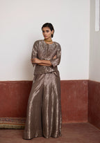 Mini Angrakha Kurta in Silver Tissue with Silver Tissue Garara