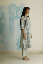 Maxi kurta lungi checks in blue with pants (Set of 2)