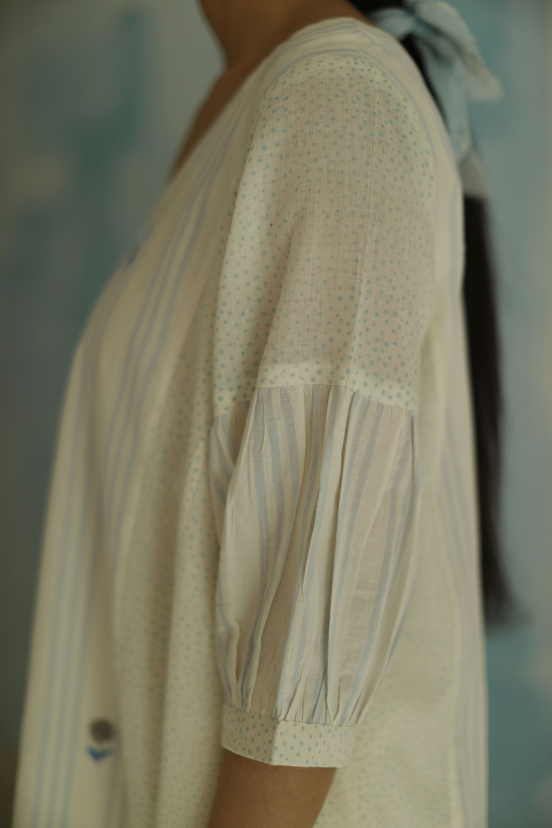 Fb kurta handloom stripes dot mix with salwar (Set of 2)
