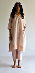 Kaftan In Gulab Pink Silk Muslin With Palazzo