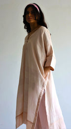 Kaftan In Gulab Pink Silk Muslin With Palazzo