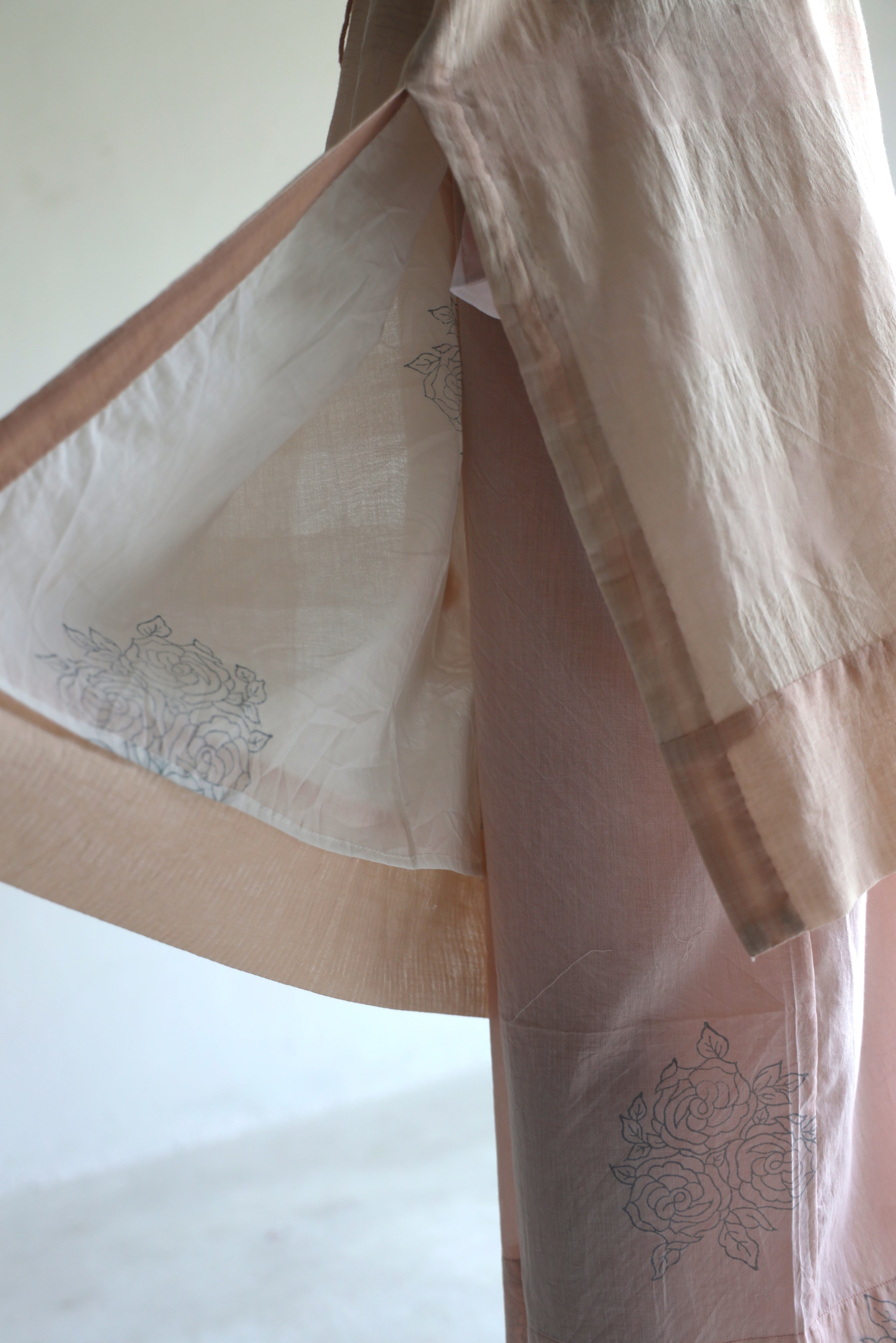 Kaftan In Gulab Pink Silk Muslin With Palazzo