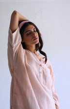Kaftan In Gulab Pink Silk Muslin With Palazzo