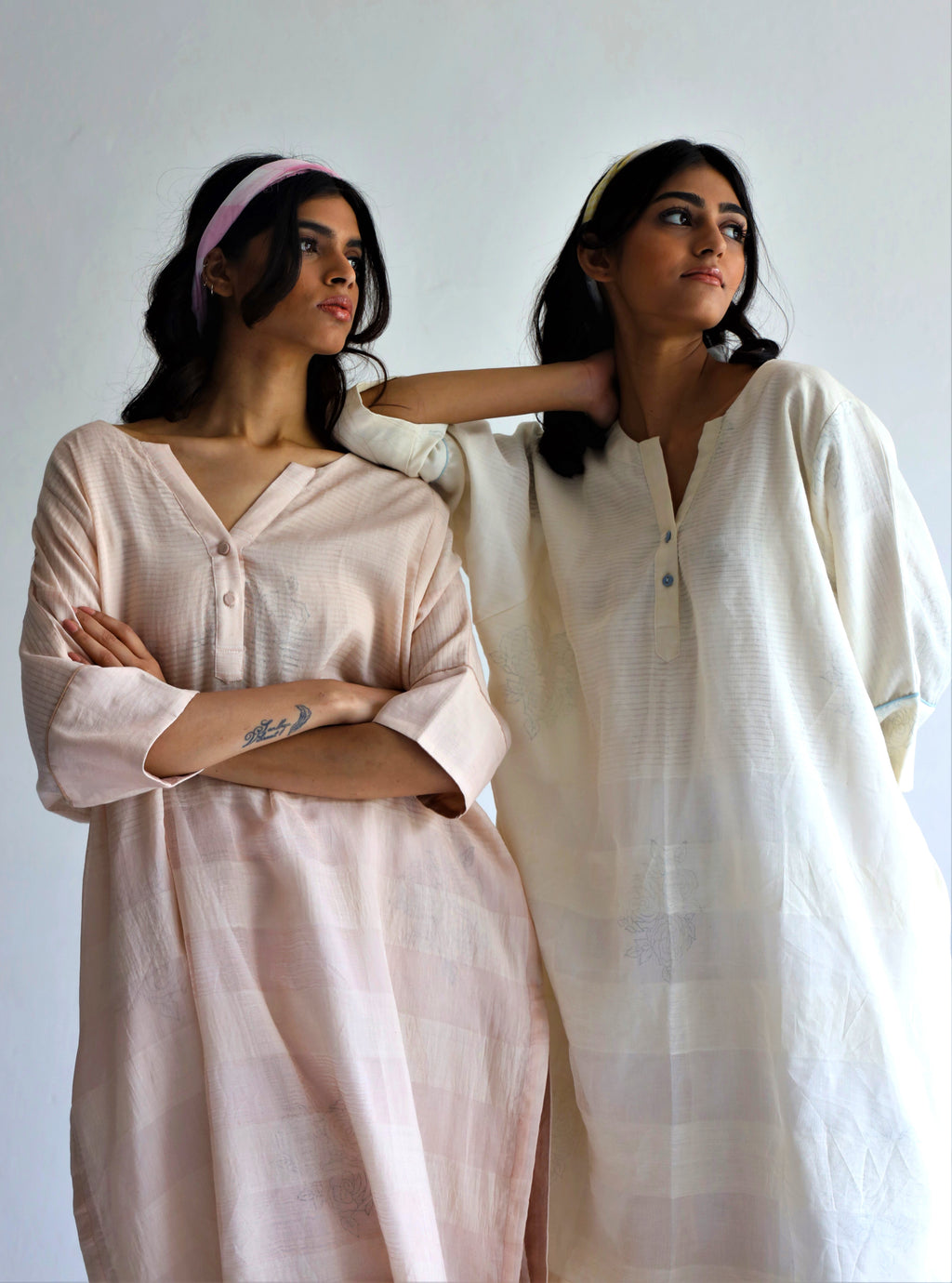 Kaftan In Gulab Pink Silk Muslin With Palazzo