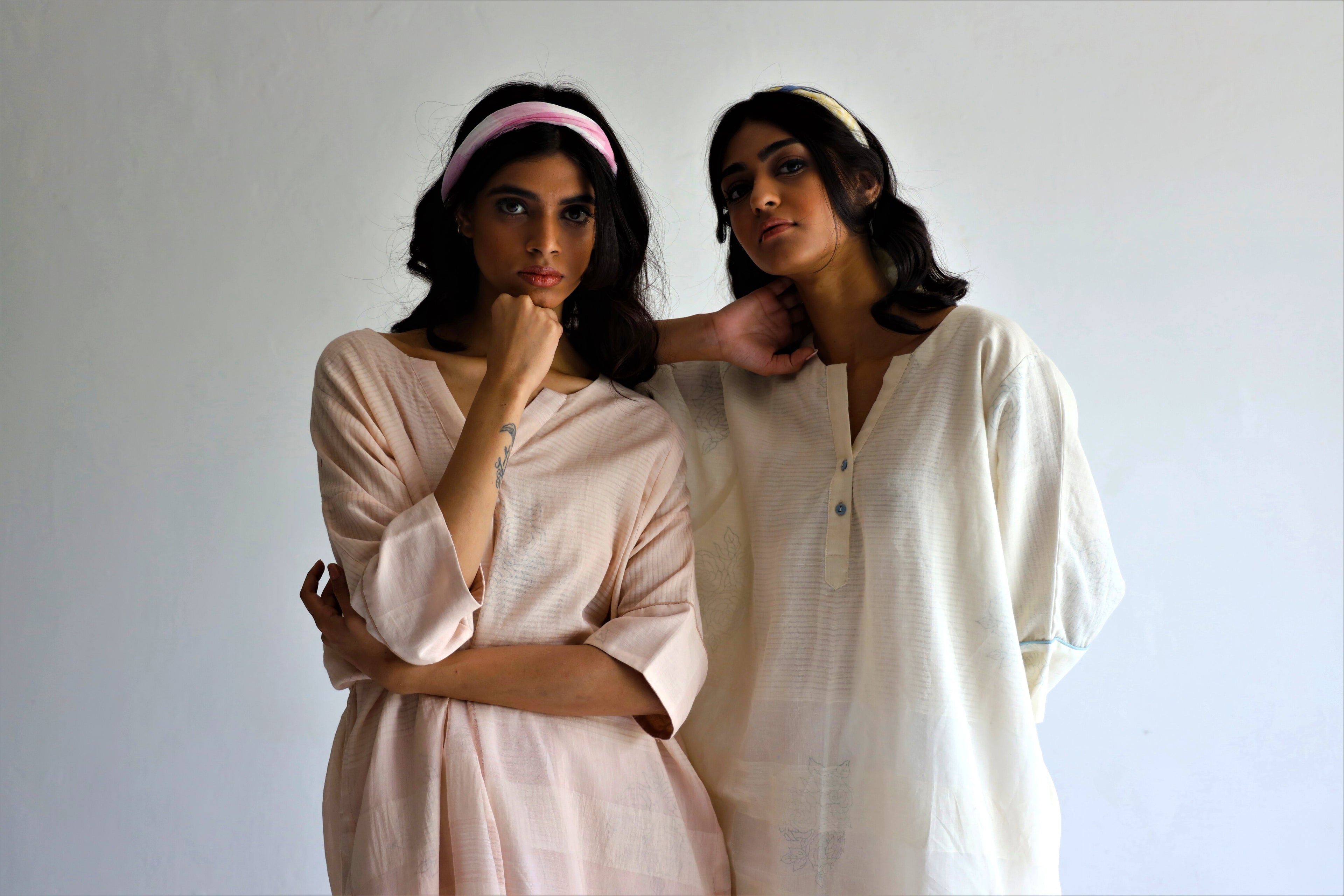 Kaftan In Gulab Pink Silk Muslin With Palazzo