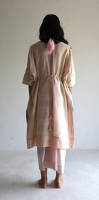 Kaftan In Gulab Pink Silk Muslin With Palazzo