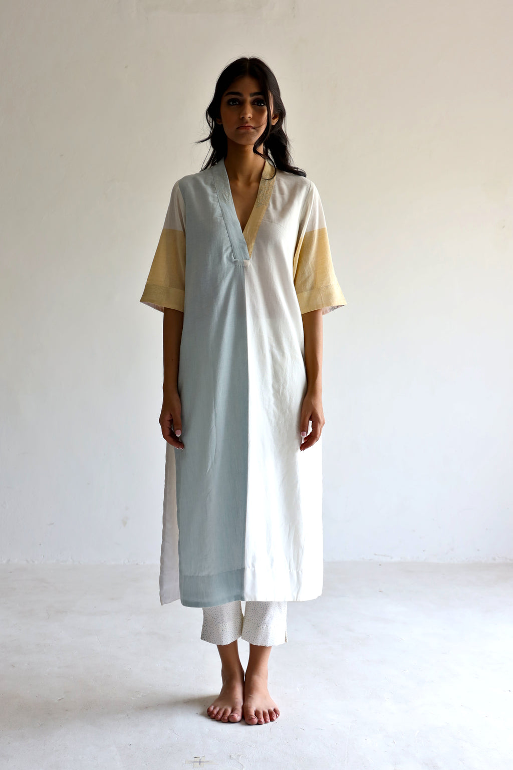 Anu Kurta In Dual Color Block With Pants