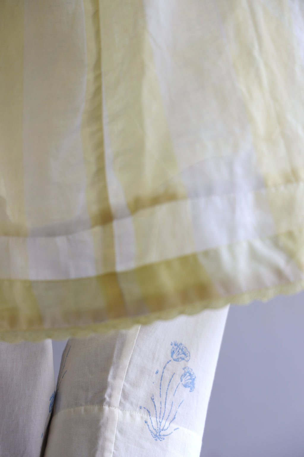 Collar Ana Dress in Kesar Yellow Jamdani stripes with Pants