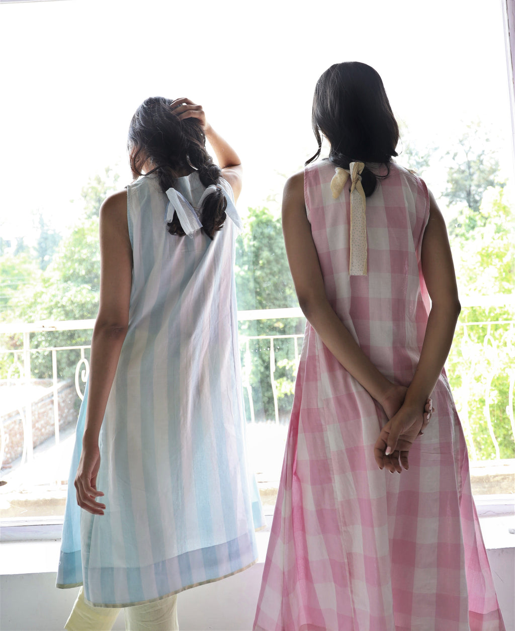 Tannu Dress in Pink Jamdani Lungi Checks