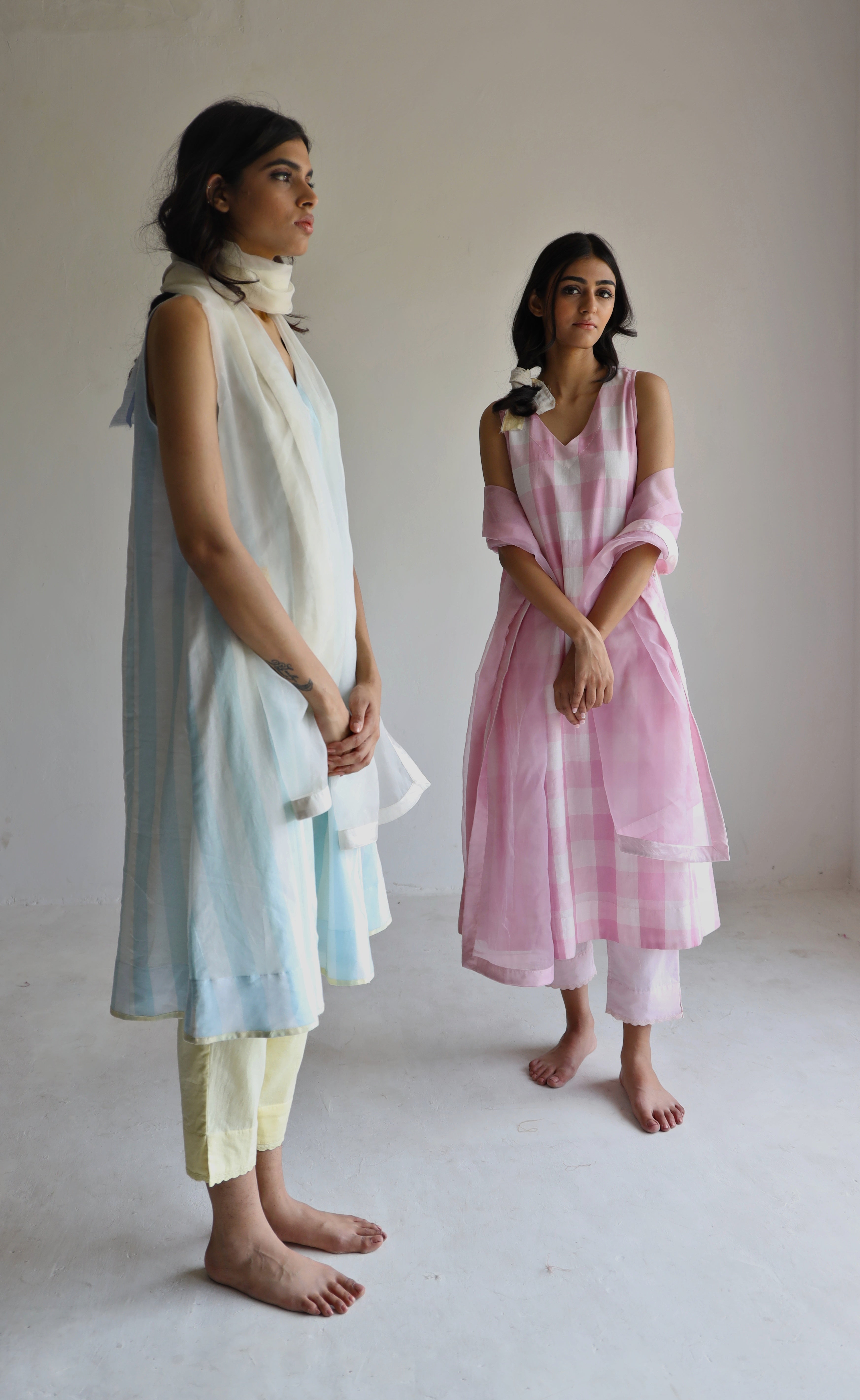 Tannu Dress in Pink Jamdani Lungi Checks