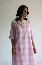 HK Kurta In Pink Jamdani Lungi Checks With Pants
