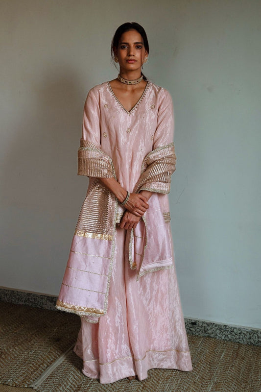 Dupatta in Ash Pink Chanderi & CC gota