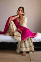 Dupatta in Hot Pink Silk Satin