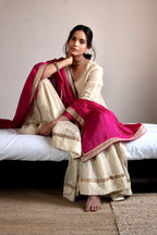 Mini V kurta in Ivory Handloom Tissue with garara