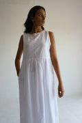 Sleeveless Ana Dress in White Bengal Handloom