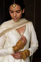 Dupatta in Ivory Silk Organza