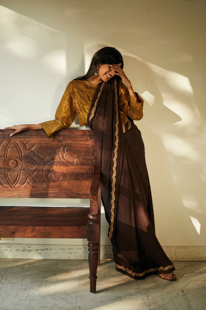 Manju Sari In Bark Brown Mulberry Silk