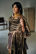 Stole In Moss Printed Velvet