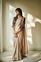Manju Sari In Printed Warm Chai Beige Mulberry Silk