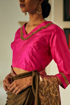 Jaipur Sari In Moss Chanderi