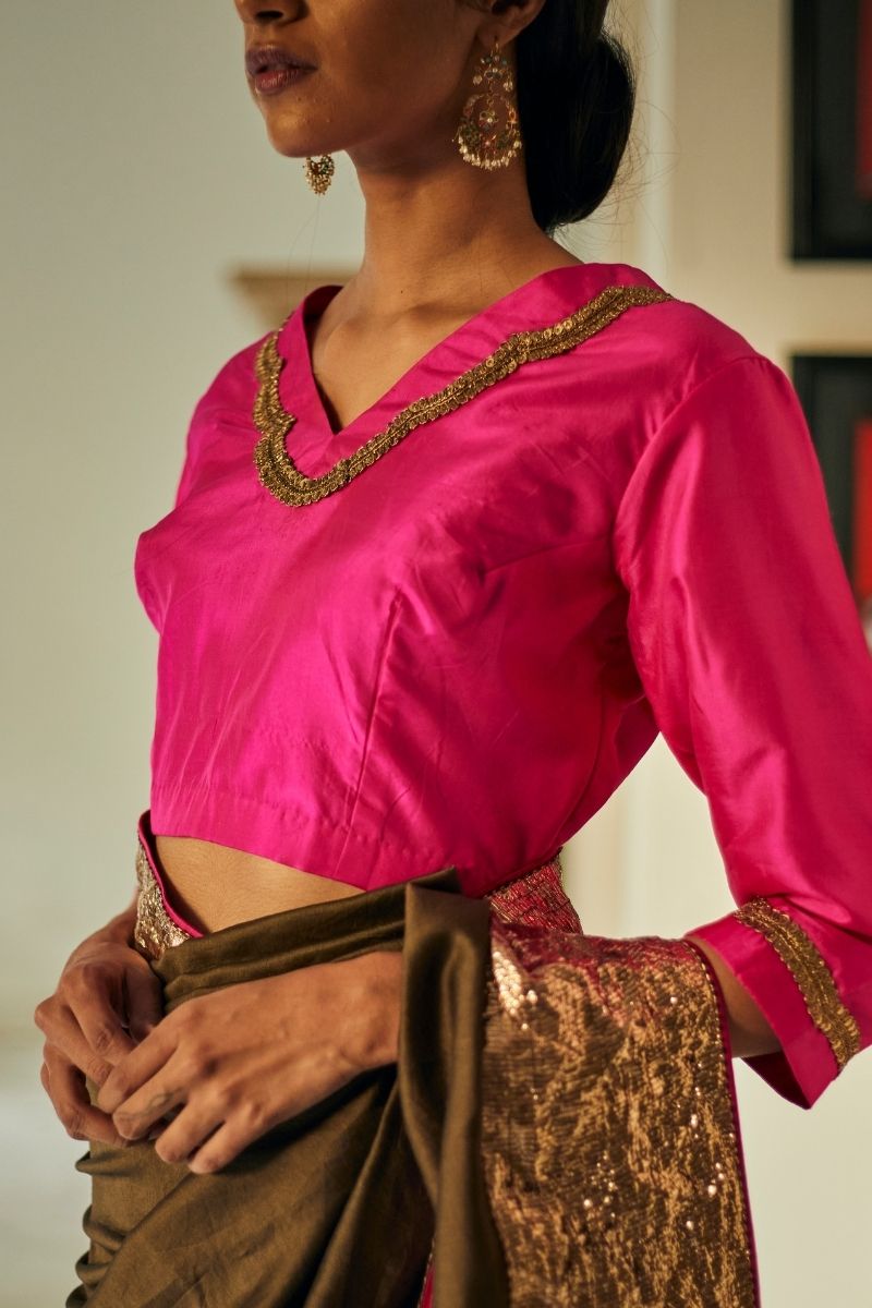 Jaipur Sari In Moss Chanderi