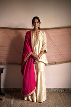 Dupatta in Hot Pink Silk Satin