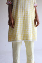 HK Kurta in Kesar Yellow Jamdani Gamcha Checks with Pants