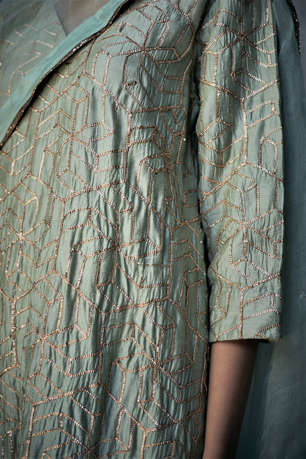 Anu Kurta In Pista Octa Gota Chanderi With Pants