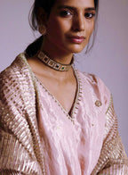 Dupatta in Ash Pink Chanderi & CC gota