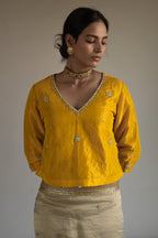 FB Blouse in Yellow Handloom Tissue