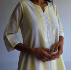 Saifi Kurta in Kesar Yellow Jamdani stripes with Pants