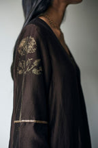 HL Kurta In Bark Brown Chanderi With Pants