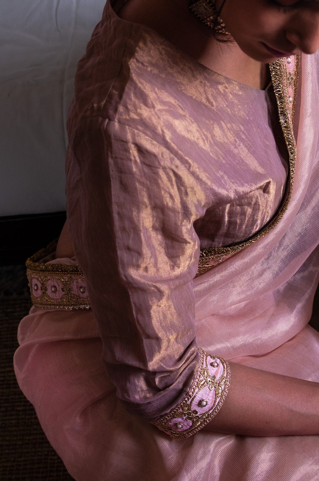 Nina Blouse in Blush pink Handloom Tissue