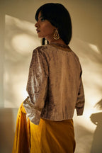 Mini Kurta Blouse In Warm Ecru Velvet