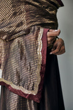 Stole In Bark Brown Striped Tissue